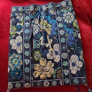 GUC Vera Bradley Drawstring Cinch Backpack Floral Blue White Yellow